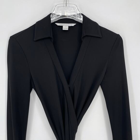 Diane Von Furstenberg Black Jeanne Size 2 Classic Stretchy Wrap Dress DVF E5 - Picture 2 of 10